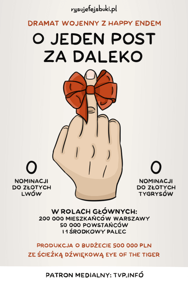 Plakat fikcyjnego filmu "O jeden post za daleko"