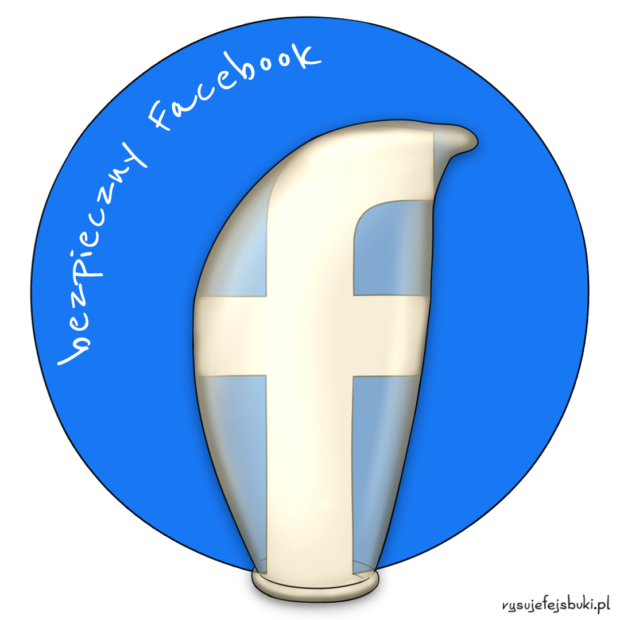 Logo Facebooka zabezpieczone w prezerwatywie