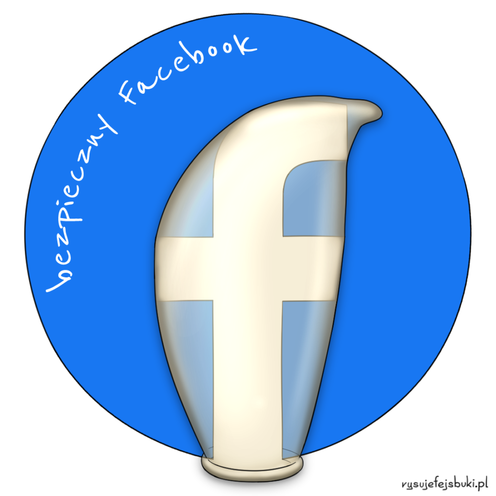 Logo Facebooka zabezpieczone w prezerwatywie