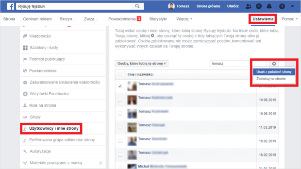 W ustawieniach strony na Facebooku możesz usunąć dowolnego fana albo po prostu zablokować go na stronie