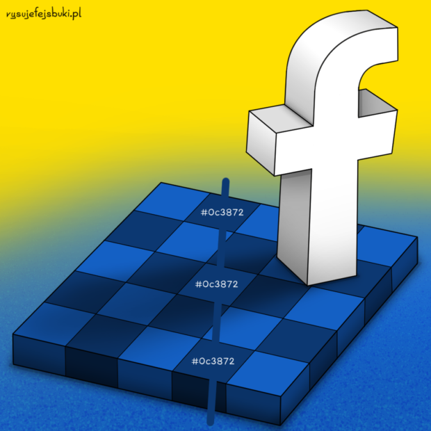 Iluzja optyczna z logo i kolorami Facebooka