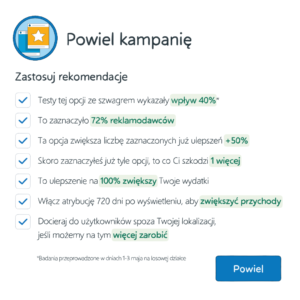 Checkboxy z ulepszeniami Meta Ads